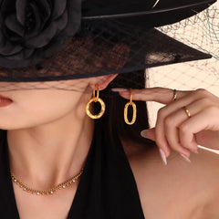 18K Gold-Plated Titanium Steel Annulus Earrings OutfitFlow