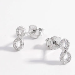925 Sterling Silver Zircon Number 8 Stud Earrings Silver One Size OutfitFlow