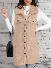Button Up Teddy Vest Coat Trendsi