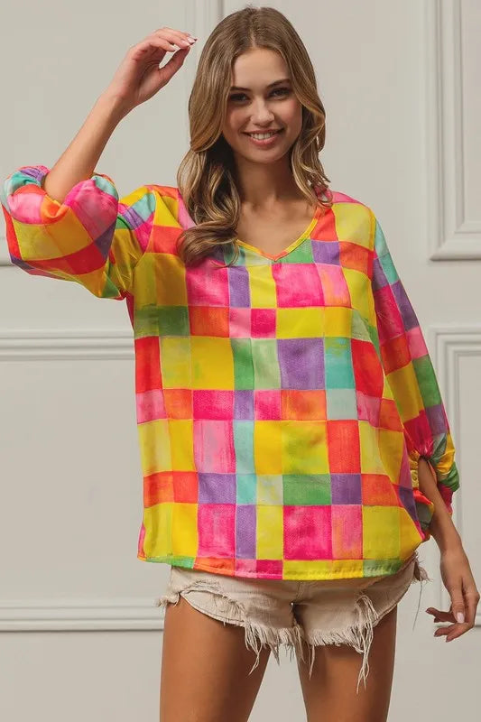 BiBi Multi Block Bubble Pop Ballon Top OutfitFlow