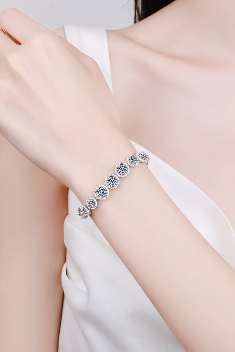 925 Sterling Silver 10.4 Carat Moissanite Bracelet Silver One Size OutfitFlow