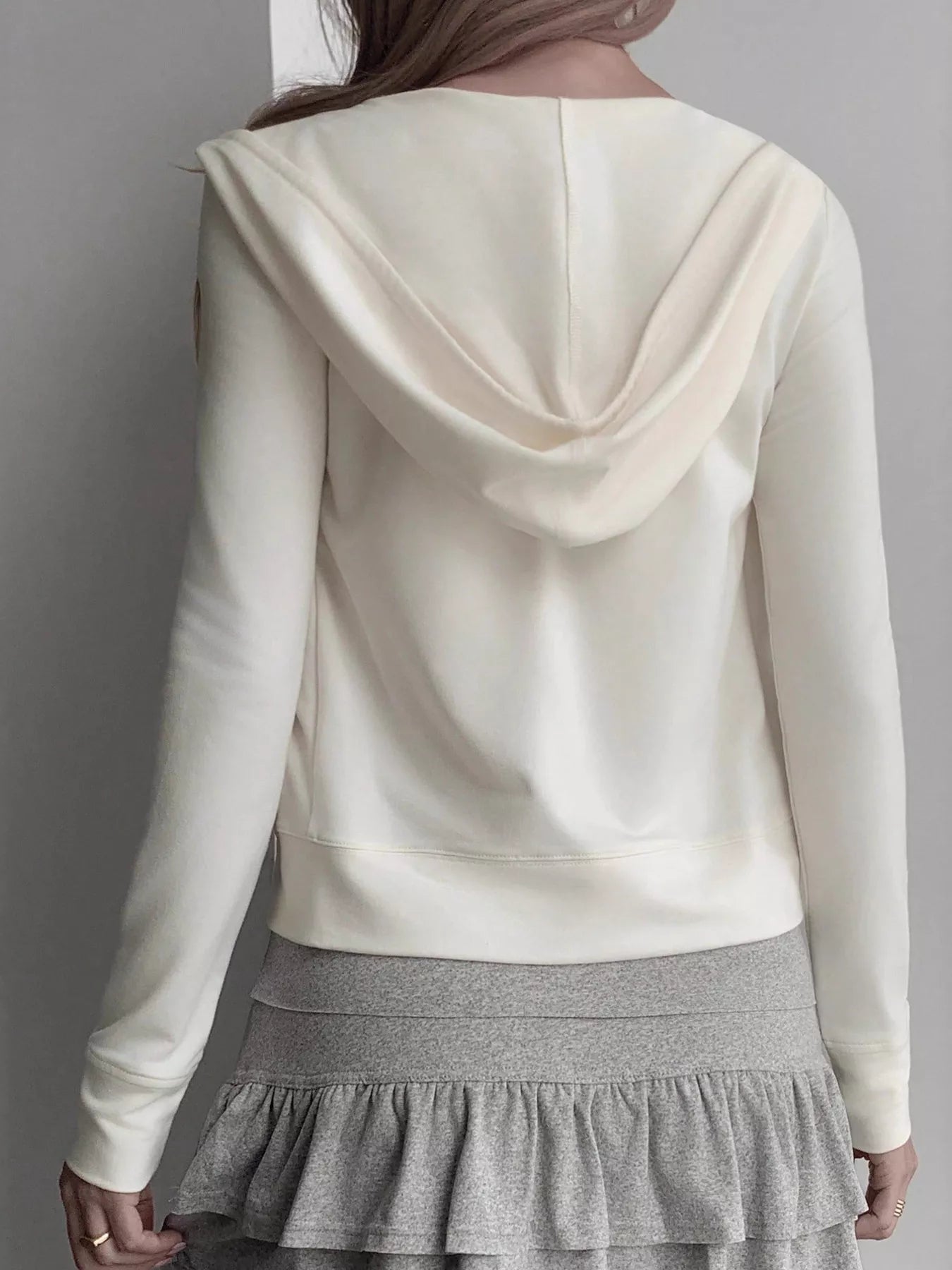 Zip-Up Long Sleeve Hooded Outerwear OutfitFlow