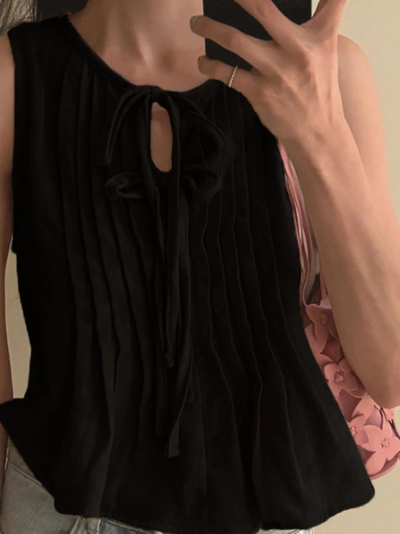 Tie-Front Sleeveless Summer Blouse OutfitFlow