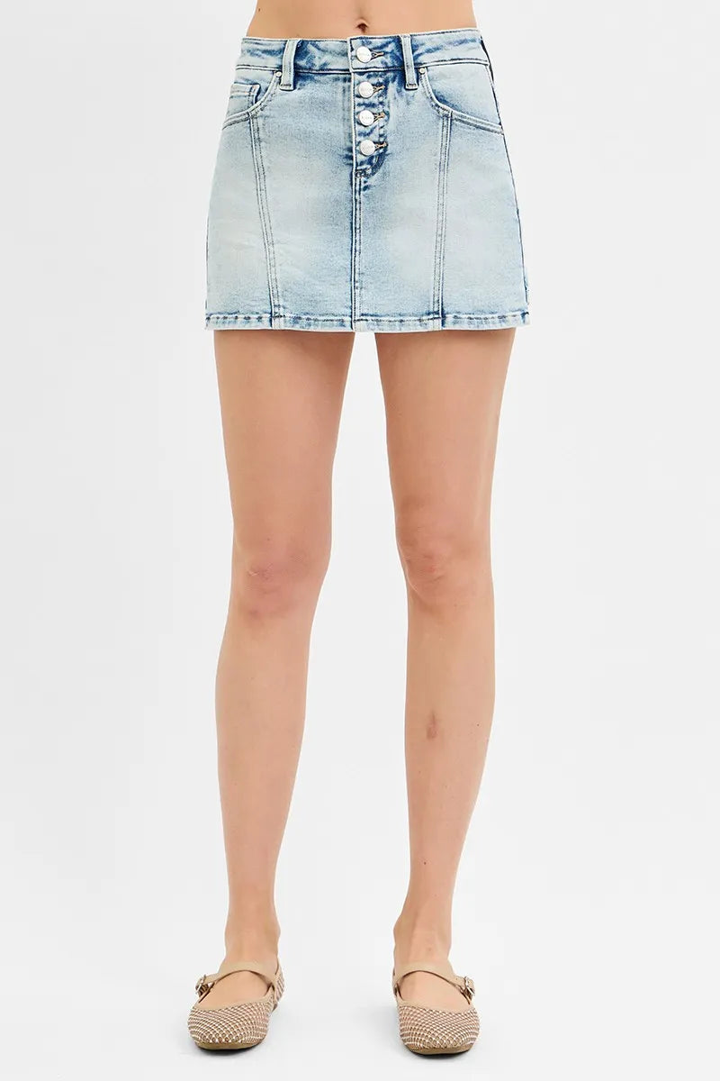 RISEN Full Size High Rise Button Down Skorts Plus Size OutfitFlow