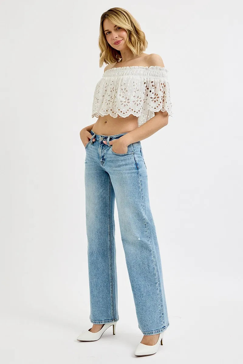 RISEN Full Size Low Rise Ankle Boyfriend Distressed Jeans Plus Size OutfitFlow
