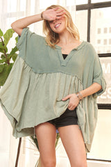 ADORA Oversized Mineral Washed Flare Top OutfitFlow