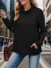 Outfit Flow - Pocketed Turtleneck Long Sleeve Sweatshirt