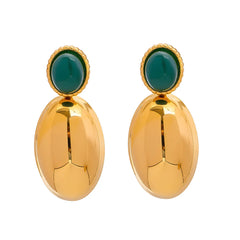 18K Gold-Plated Inlaid Agate Drop Earrings OutfitFlow