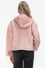 Outfit Flow - How Dare U Drawstring Hem PU Leather Zip Up Jacket