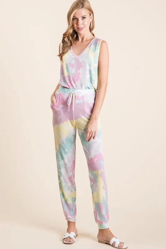 BiBi Tie Dye French Terry Casual Pants OutfitFlow