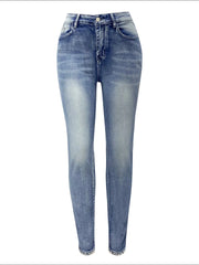 Rhinestone Butterfly Jeans with Pockets OutfitFlow