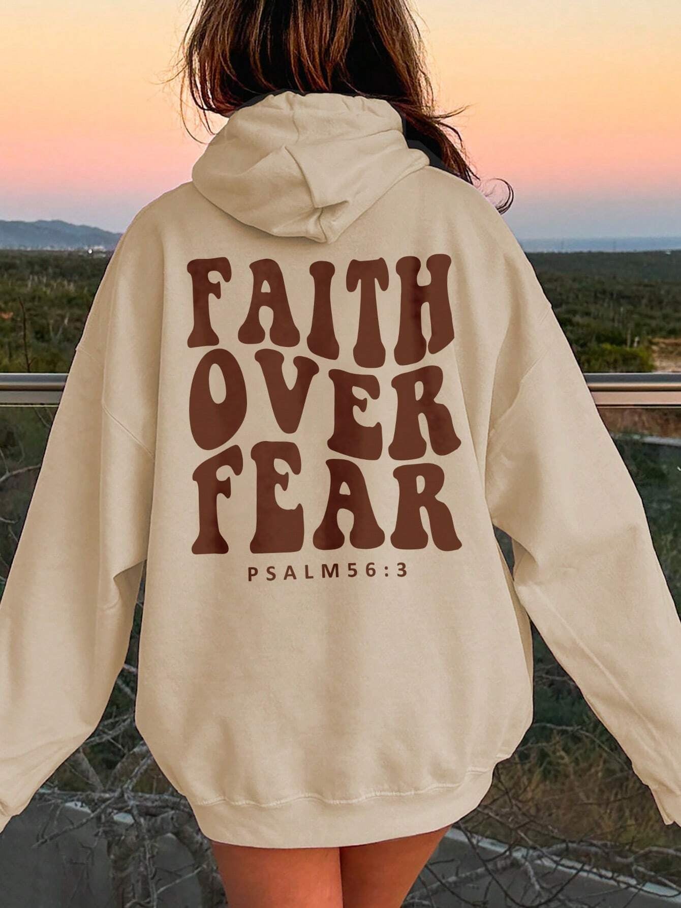 Outfit Flow - FAITH OVER FEAR Dropped Shoulder Hoodie