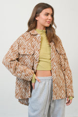 HYFVE Zebra Print Snap Down Long Sleeve Jacket