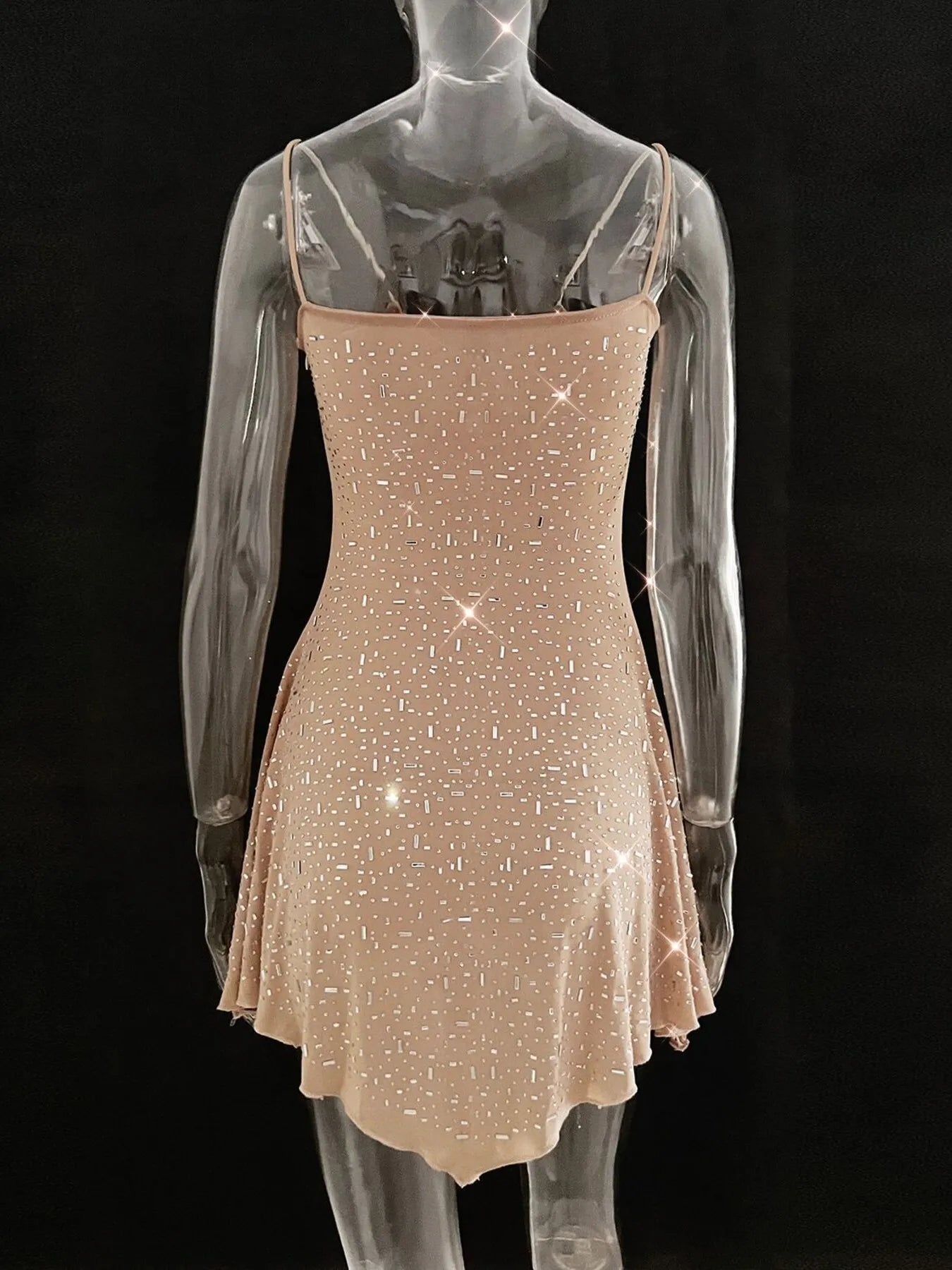Rhinestone Decor Mini Cami Dress OutfitFlow
