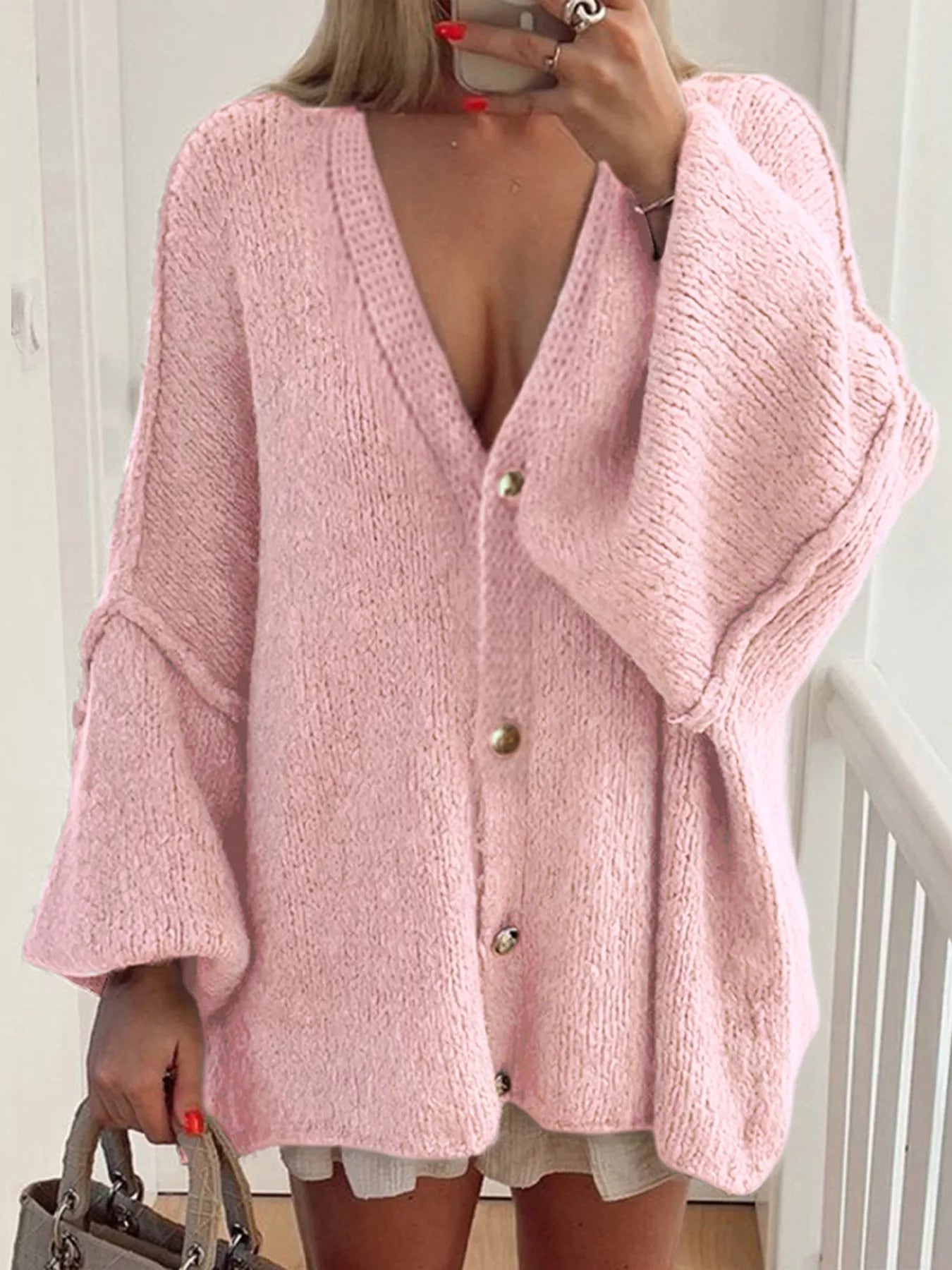 Oversized Knit Button Up Cardigan OutfitFlow