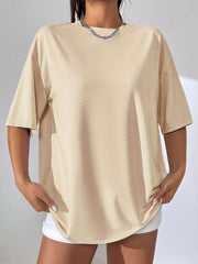 Oversized Solid Color Casual T-Shirt OutfitFlow