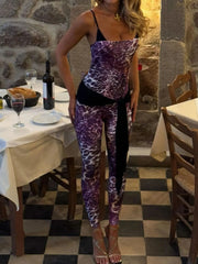 Leopard Spaghetti Strap Jumpsuit OutfitFlow