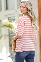 And The Why Stripe Knit Snap Button Front Casual Top OutfitFlow