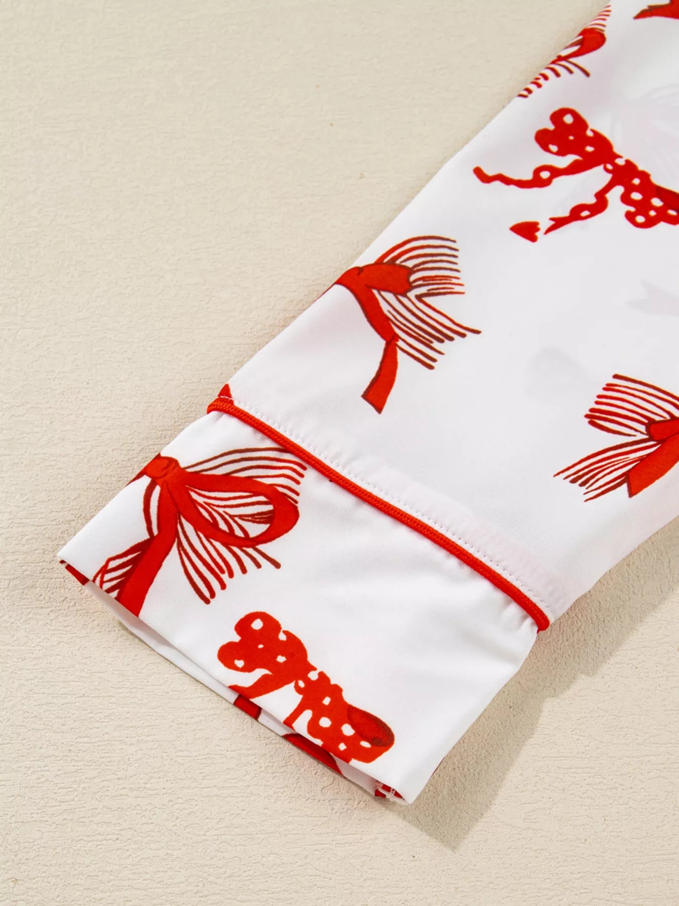 Christmas Bow Print Top and Pants 2pcs Pajama Set OutfitFlow