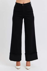 Judy Blue Full Size High Waist Reto Wide Leg W/ Cuff Plus Size OutfitFlow