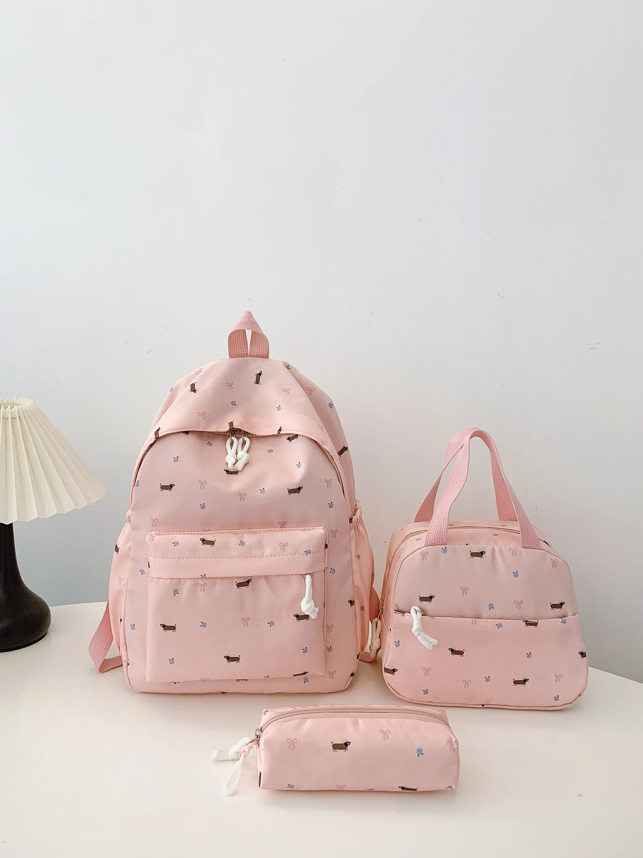 3-Piece Daisy Print Canvas Bag Set Pink onesize OutfitFlow