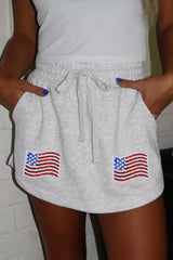 American Flag Embroidered Drawstring Casual Skirt OutfitFlow