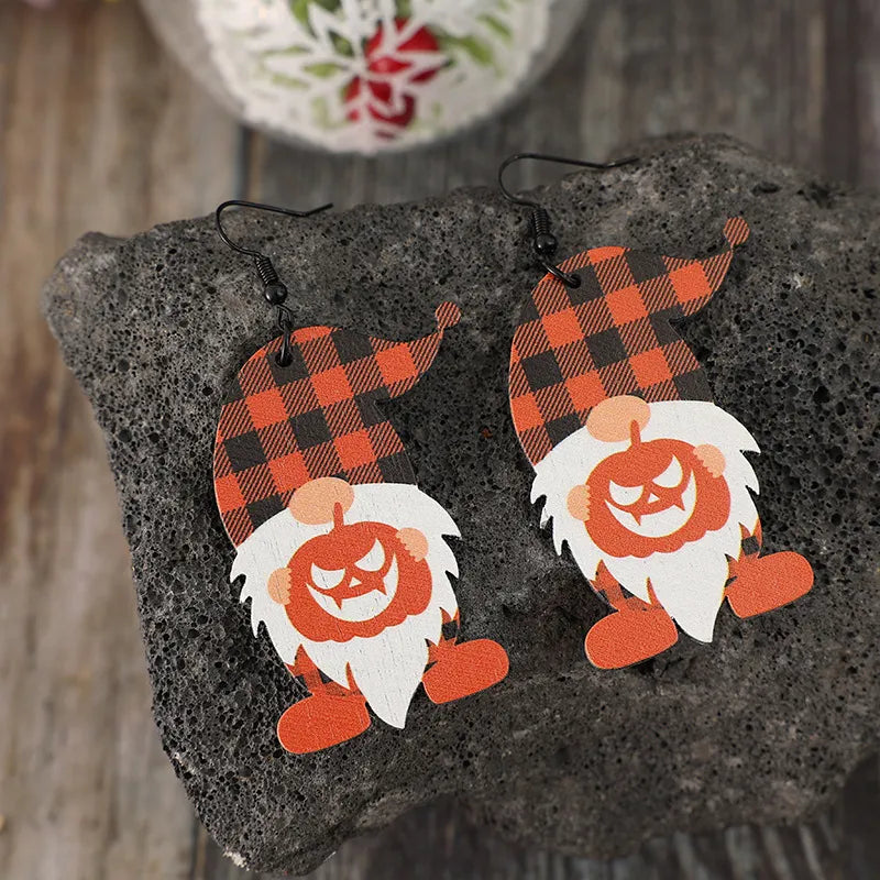 Wooden Dwarfs Pumpkin Dangle Earrings OutfitFlow