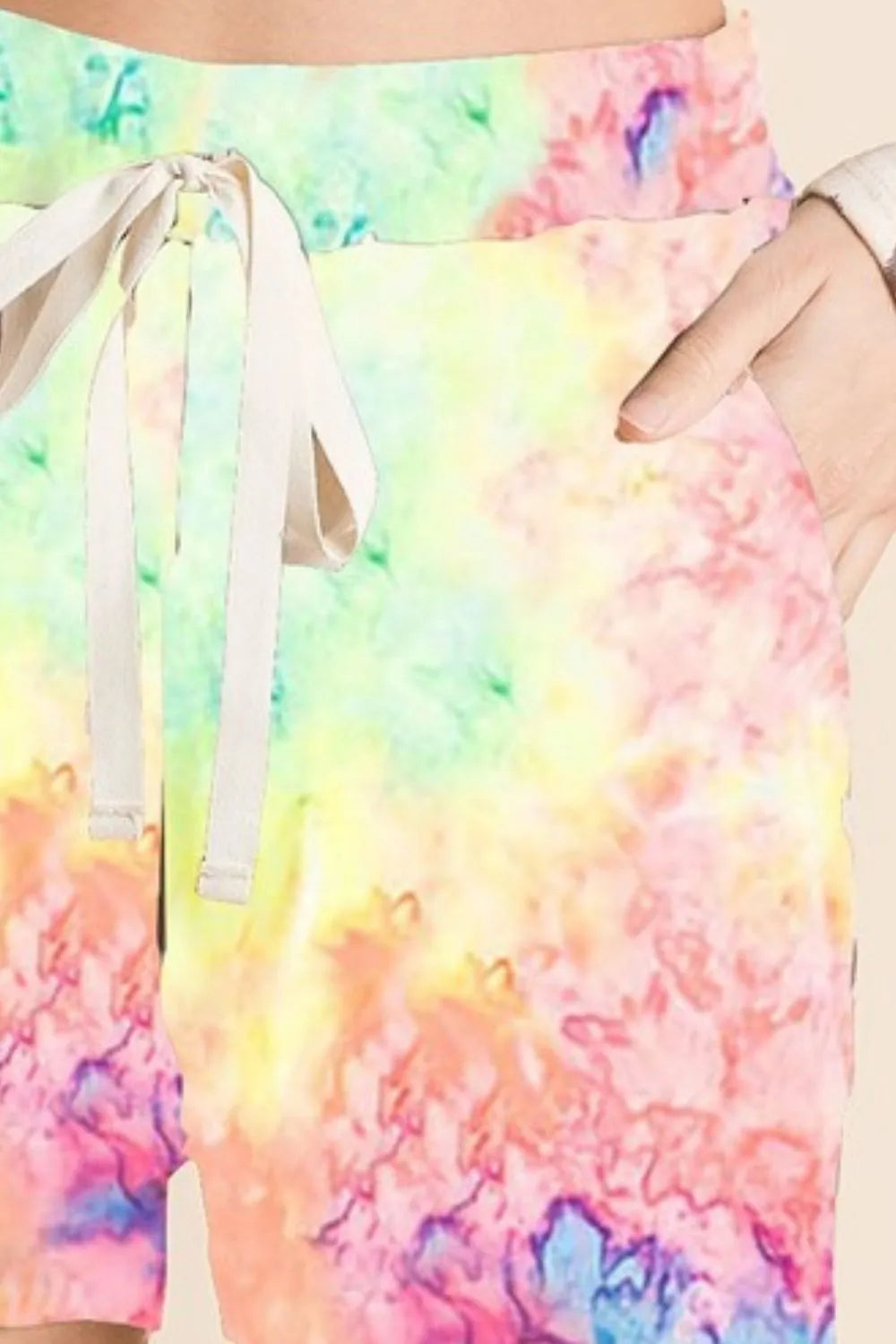 BiBi Tie Dye Soft Knit Casual Shorts OutfitFlow