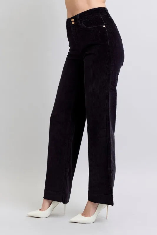 Judy Blue Full Size High Waist Corduroy Trouser Wide Plus Size OutfitFlow