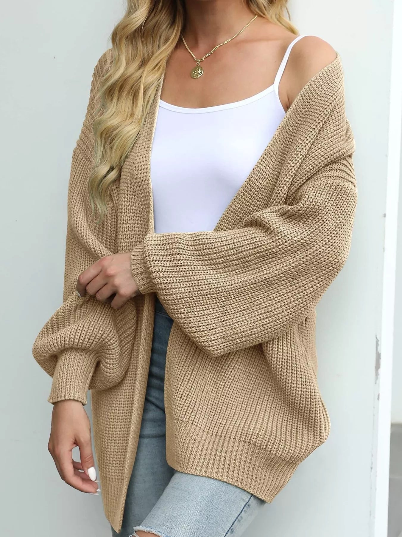 Oversized Chunky Knit Open Front Cardigan OutfitFlow