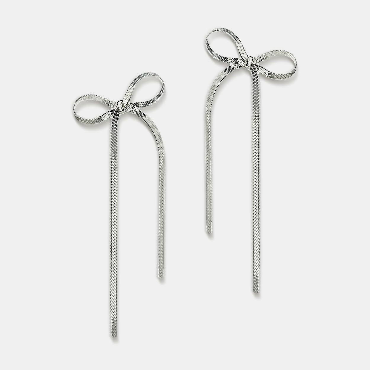 Outfit Flow - Stainless Steel Bow Bar Earrings