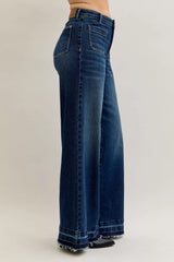 Judy Blue High Waist Palazzo Jeans with Front Patch Pockets Trendsi
