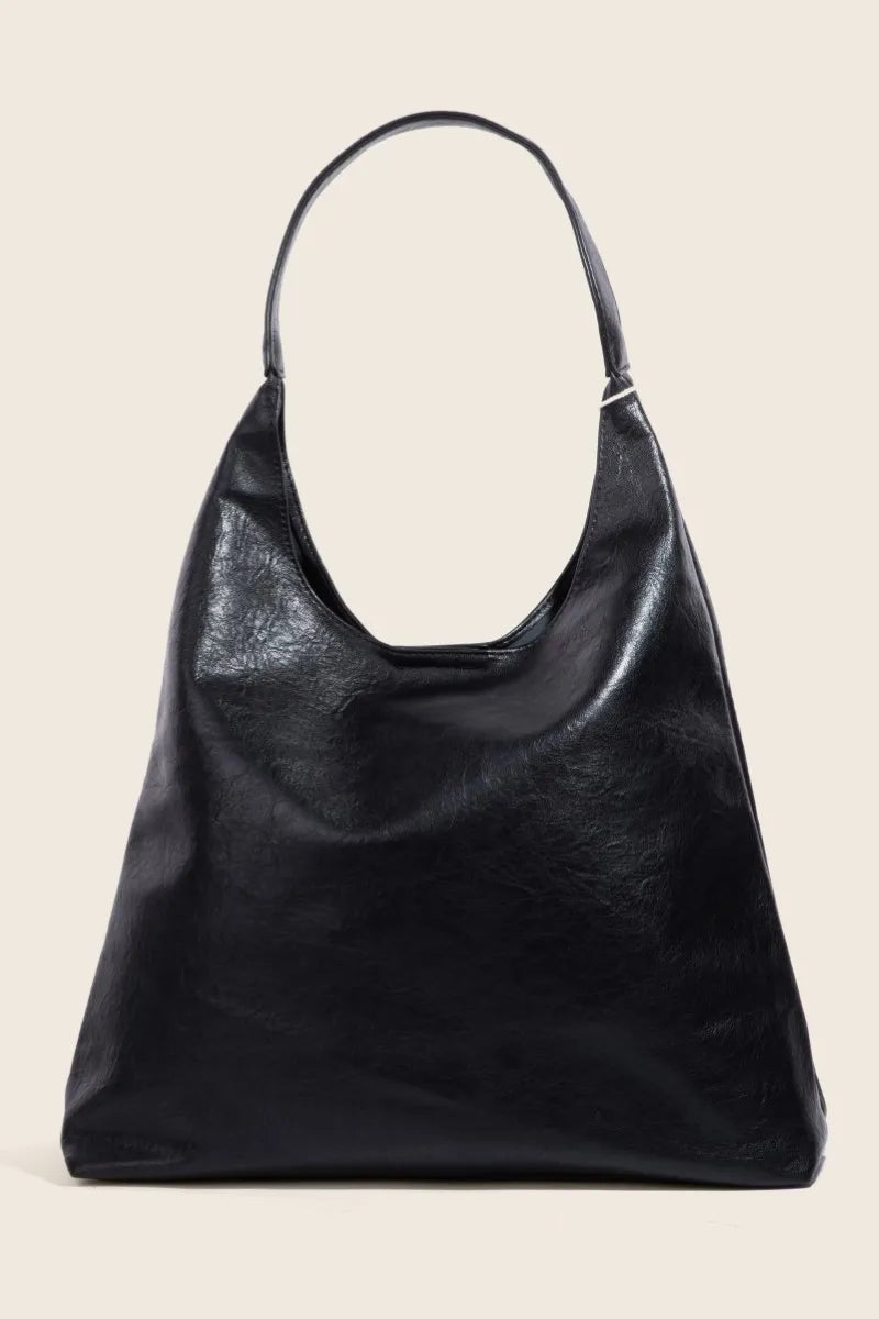 Fame Faux Leather Tote Bag BK One Size OutfitFlow