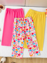 Children's Elastic Waist Pants Pink Yellow Floral OutfitFlow