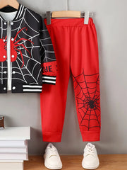Spider Baseball Collar Top and Pants Set OutfitFlow