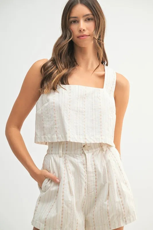 MABLE Square Neck Crop Top and Shorts Set OutfitFlow