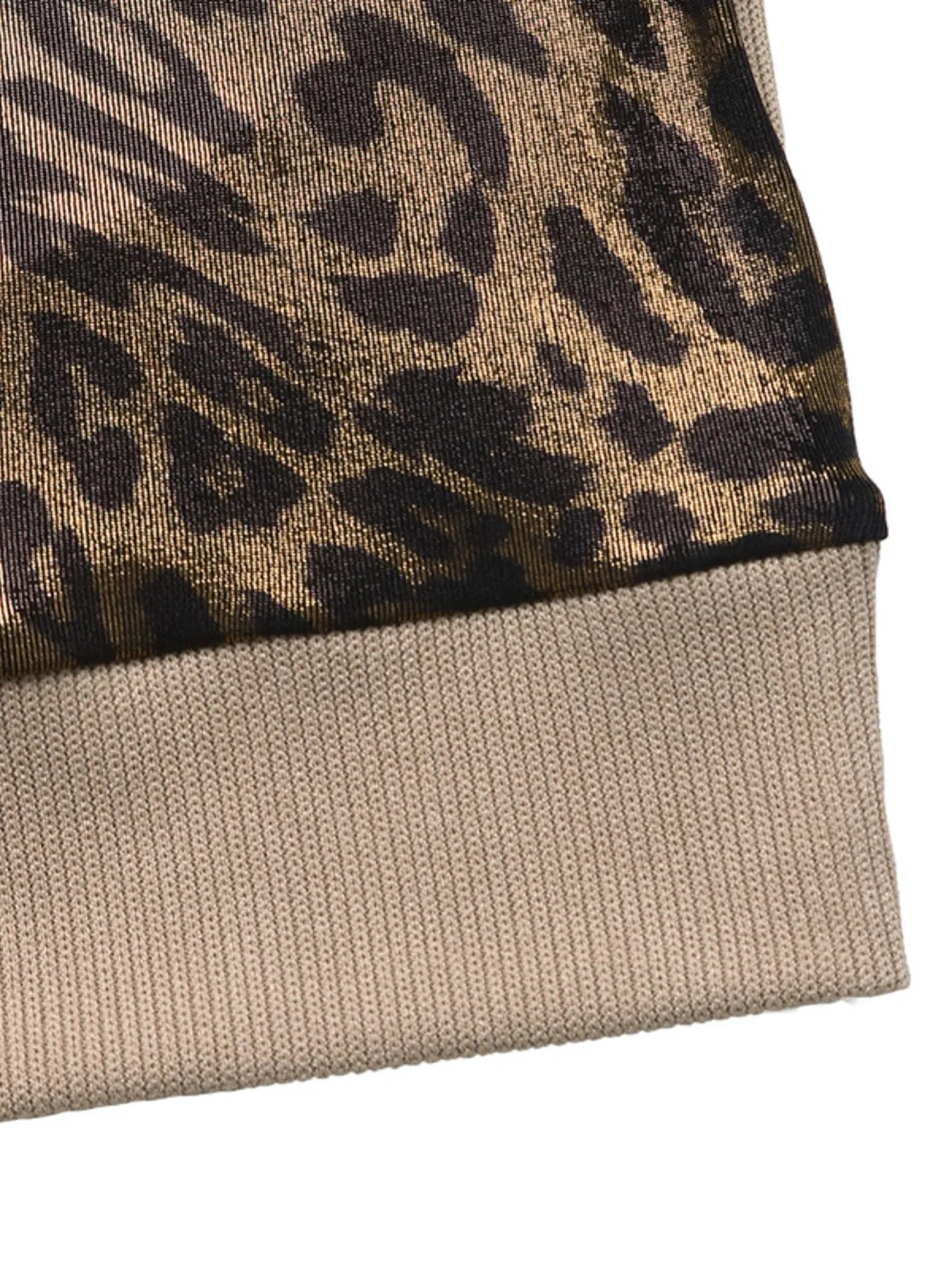 Leopard Round Neck Long Sleeve Sweatshirt OutfitFlow