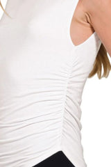 Zenana Double Layered Ruched Side Mock Neck Top OutfitFlow