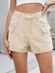 High Waist Cargo Denim Shorts OutfitFlow