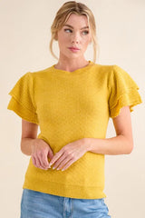 And The Why Double Layered Ruffle Sleeves Sweater Top OutfitFlow
