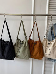 Drawstring Closure Canvas Crossbody Bag OutfitFlow