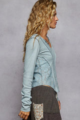 POL Lace Patchwork Long Sleeve T-Shirt OutfitFlow