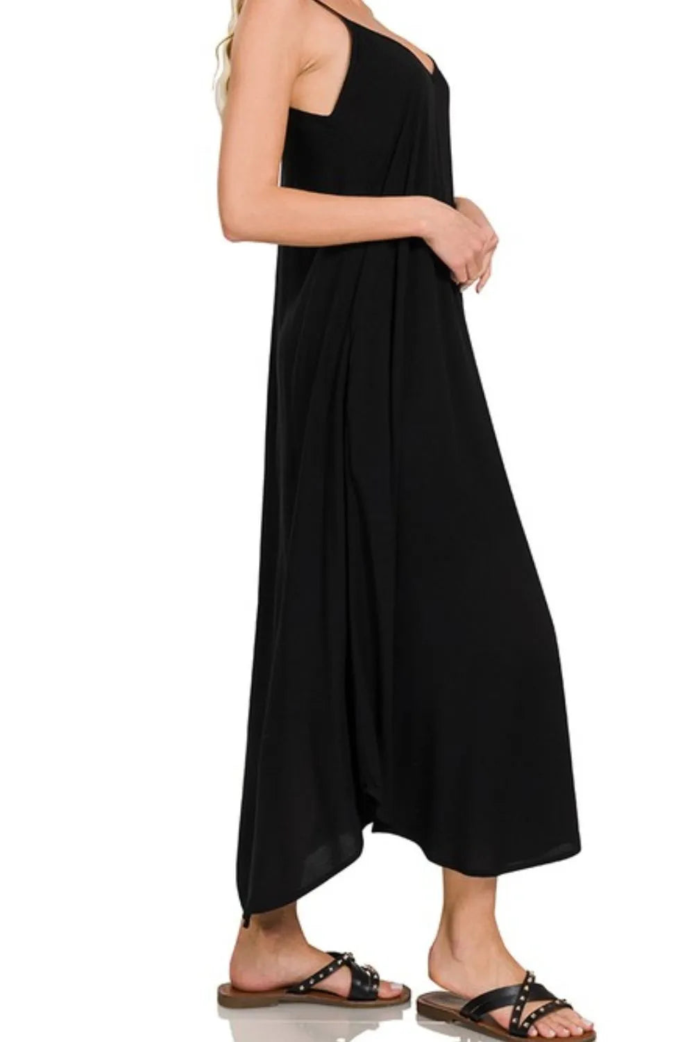 Zenana Woven Arc Hem Cami Dress With Flowy Pockets OutfitFlow