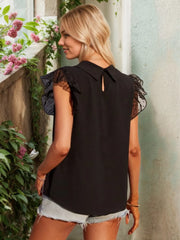 Collared Neck Cap Sleeve Top OutfitFlow