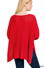 Zenana Dolman Sleeve V-Neck Sweater OutfitFlow