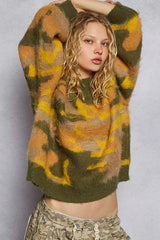 POL Mock Neck Abstract Colorblock Pattern Sweater OutfitFlow