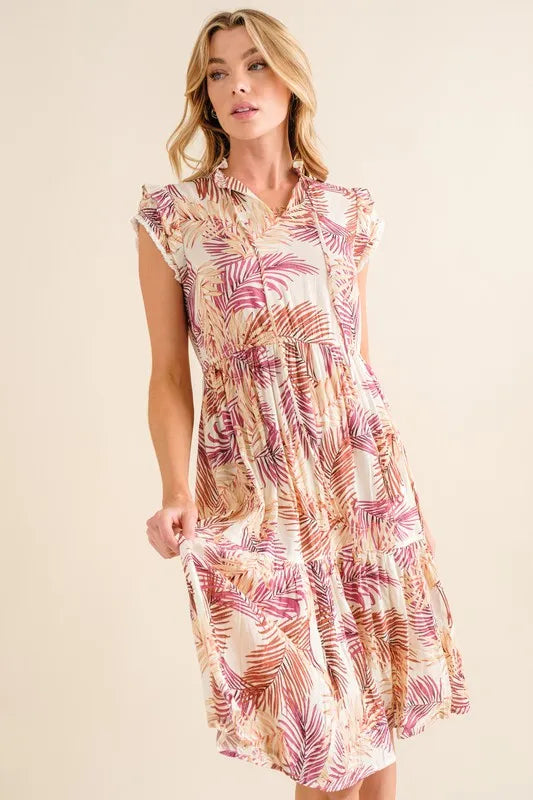 And The Why Boho Printed Tiered Dress Cream OutfitFlow