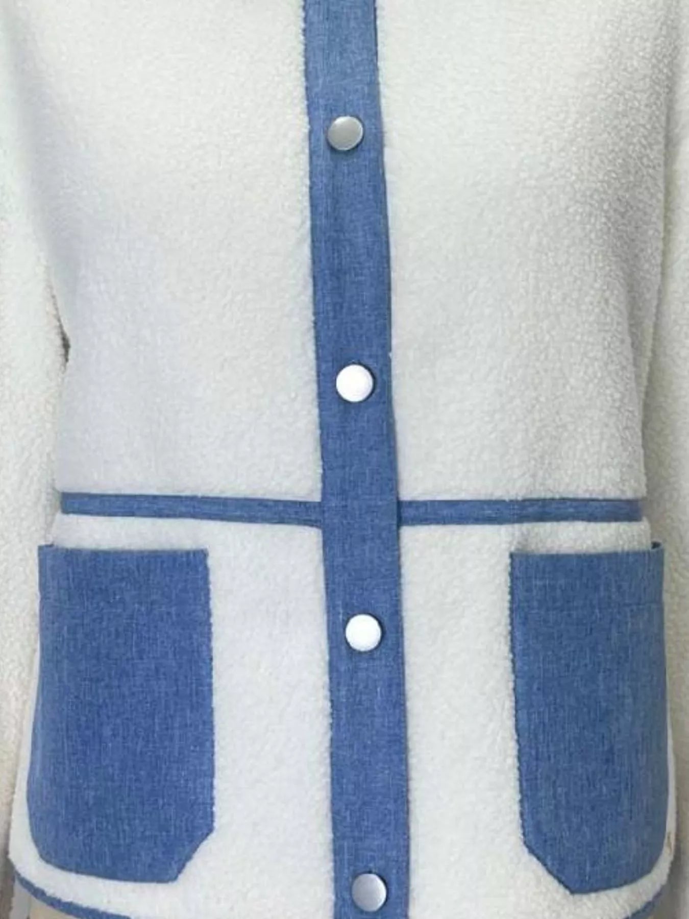 Contrast Trim Teddy Jacket OutfitFlow