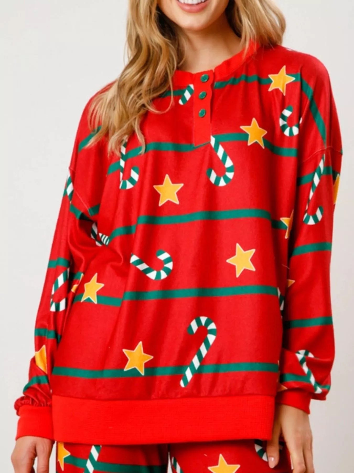 Christmas Long Sleeve Top and Pants Lounge Set Red OutfitFlow