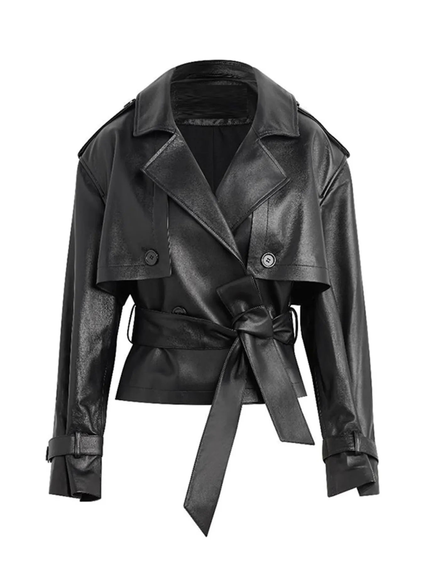Leather Belted Trench Jacket OutfitFlow